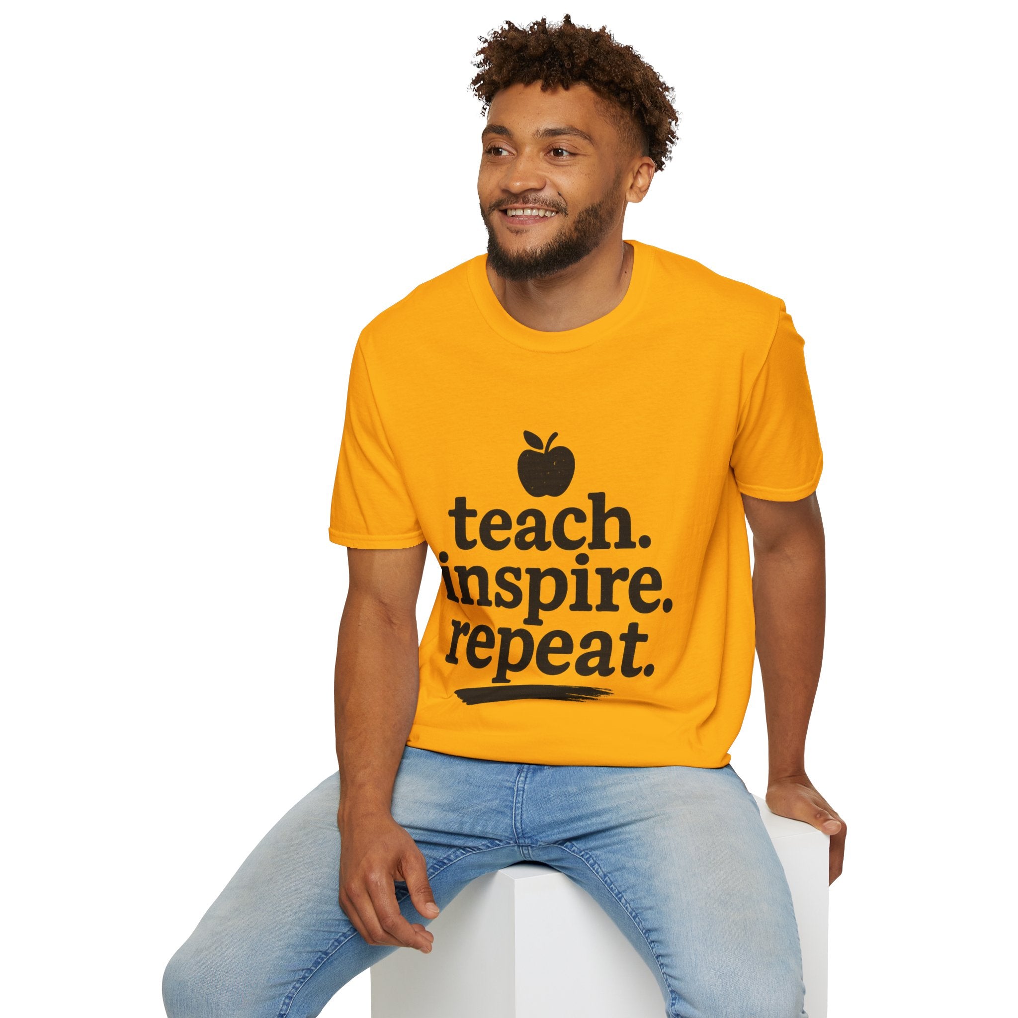 Teach. Inspire. Repeat. T‑Shirt — Teacher Apple Graphic Tee - Trending Now - August 2026 Trends - Everyday T-Shirt