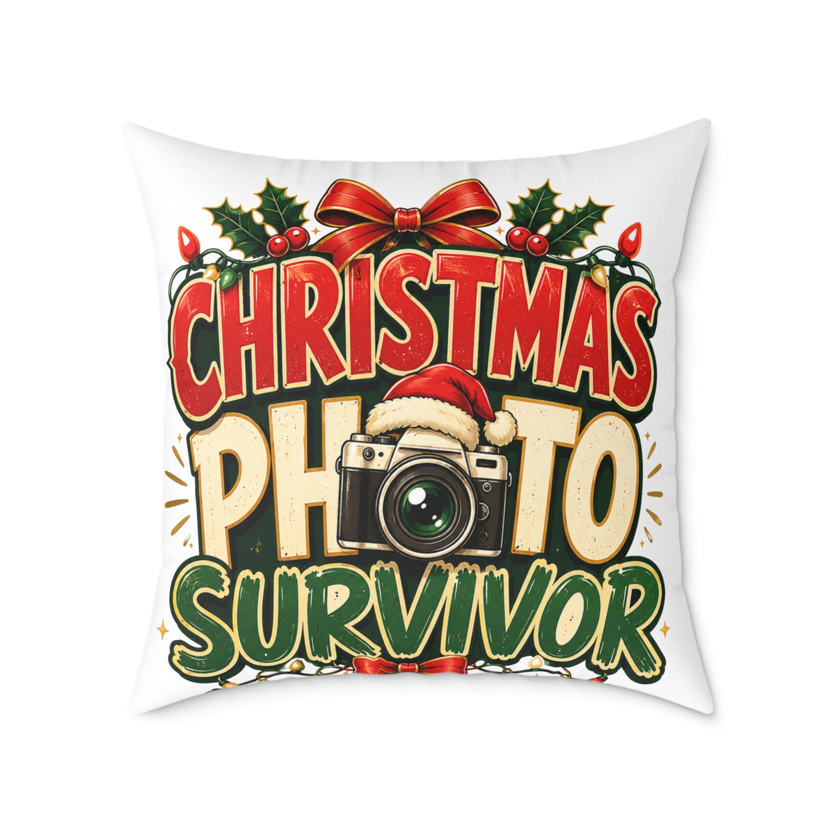 Christmas Photo Survivor Pillow — Holiday Camera Photographer Gift