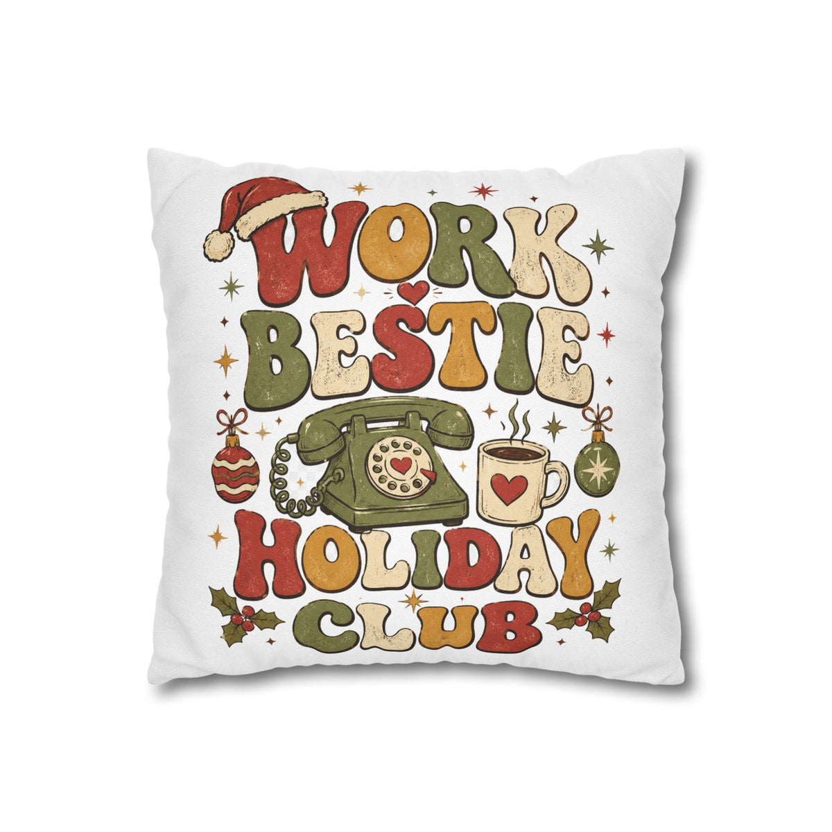 Holiday Work Bestie Pillowcase Modern Day Christmas  — Festive Office Friend Decorative Pillow Cover