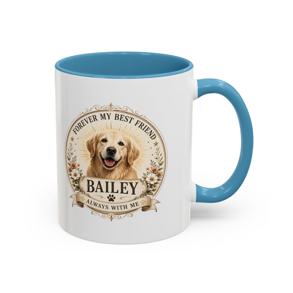 Milo Bailey Dog Dad Mom Golden Retriever Memorial Coffee Mug – "Forever My Best Friend" Personalized Name Accent Mug