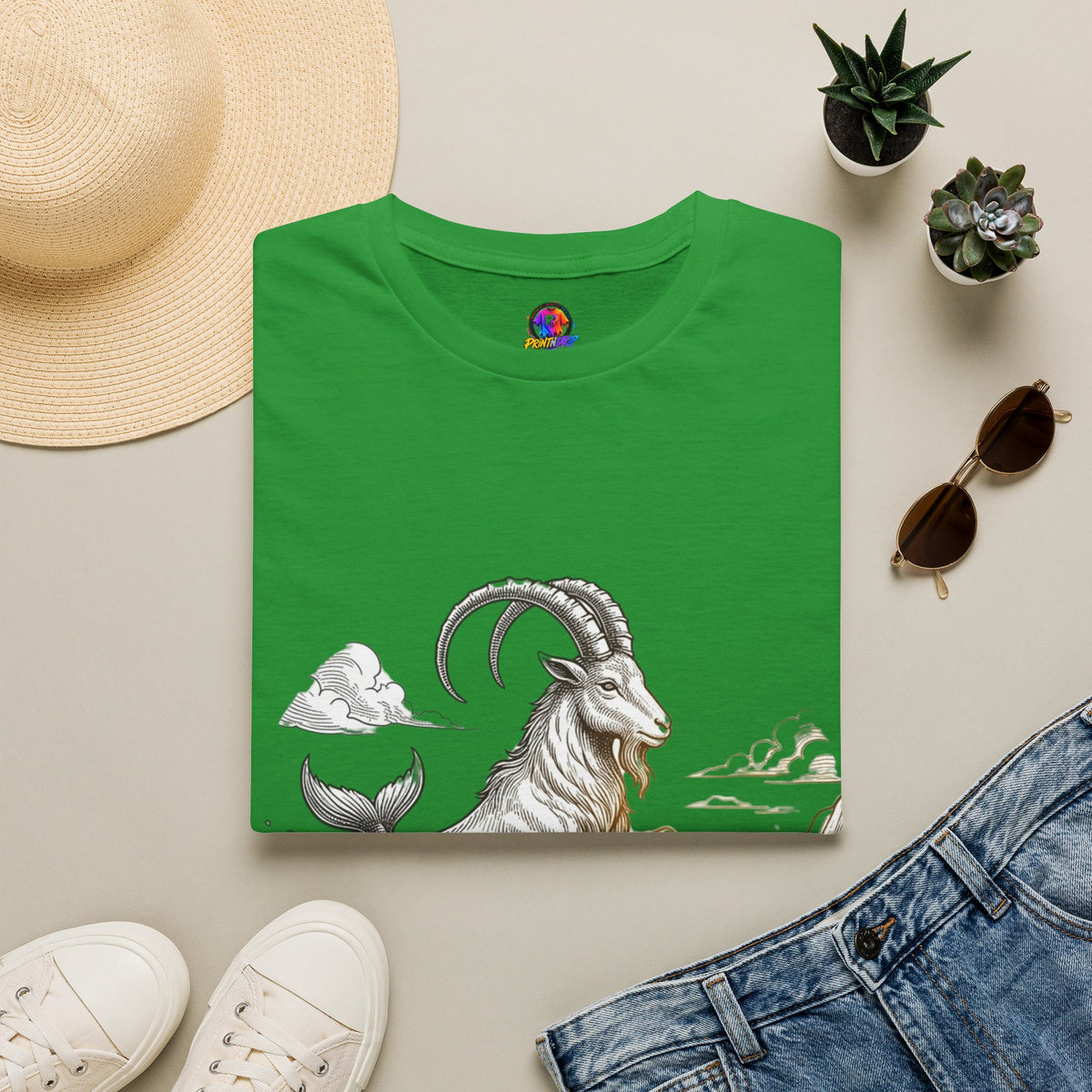 Capricorn Goat-Mermaid T-Shirt — Mythical Sea Goat Zodiac Tee