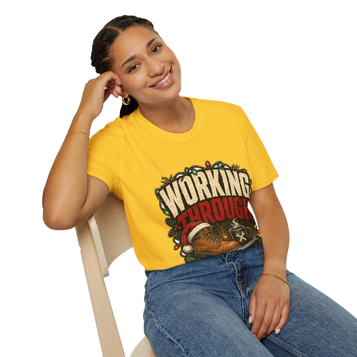 Working Through Christmas T-Shirt — Funny Holiday Nurse/Worker Gift