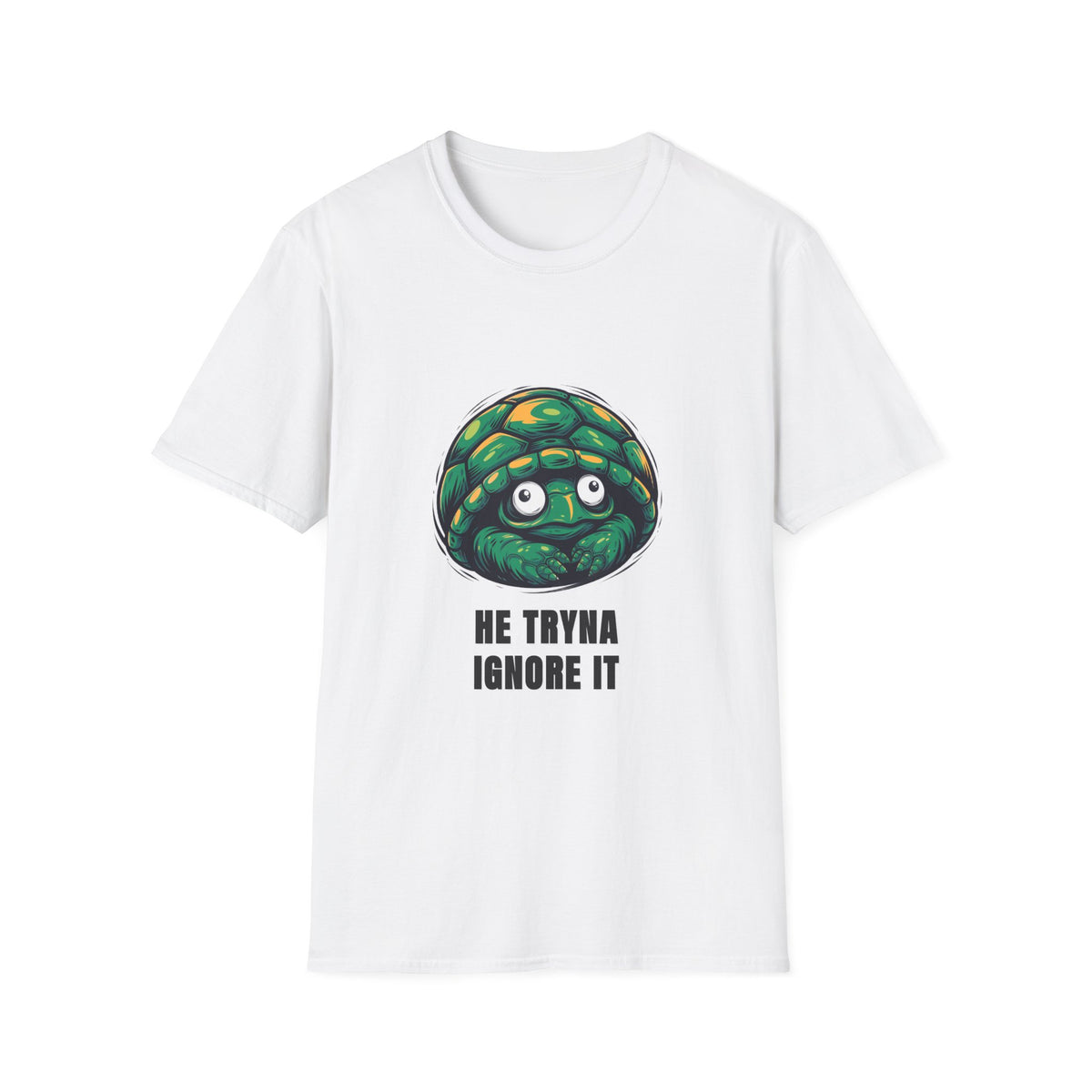 Turtle Peeking T‑Shirt — "He Tryna Ignore It" Cute Cartoon Tee - Trending Now - August 2026