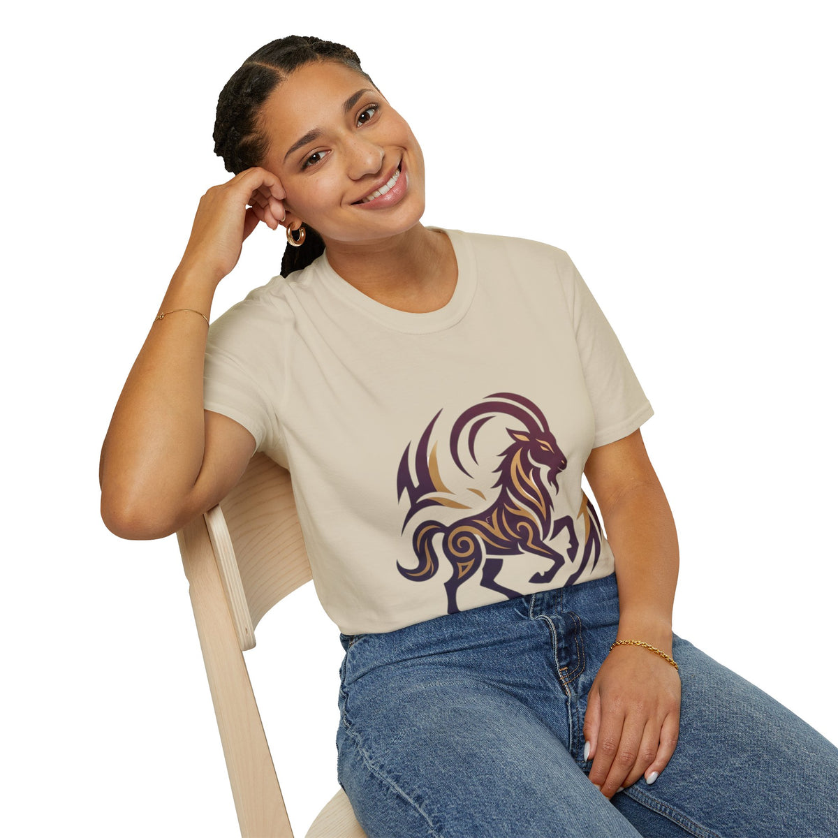 Capricorn Goat Tribal Graphic T-Shirt — Bold Goat Illustration Tee