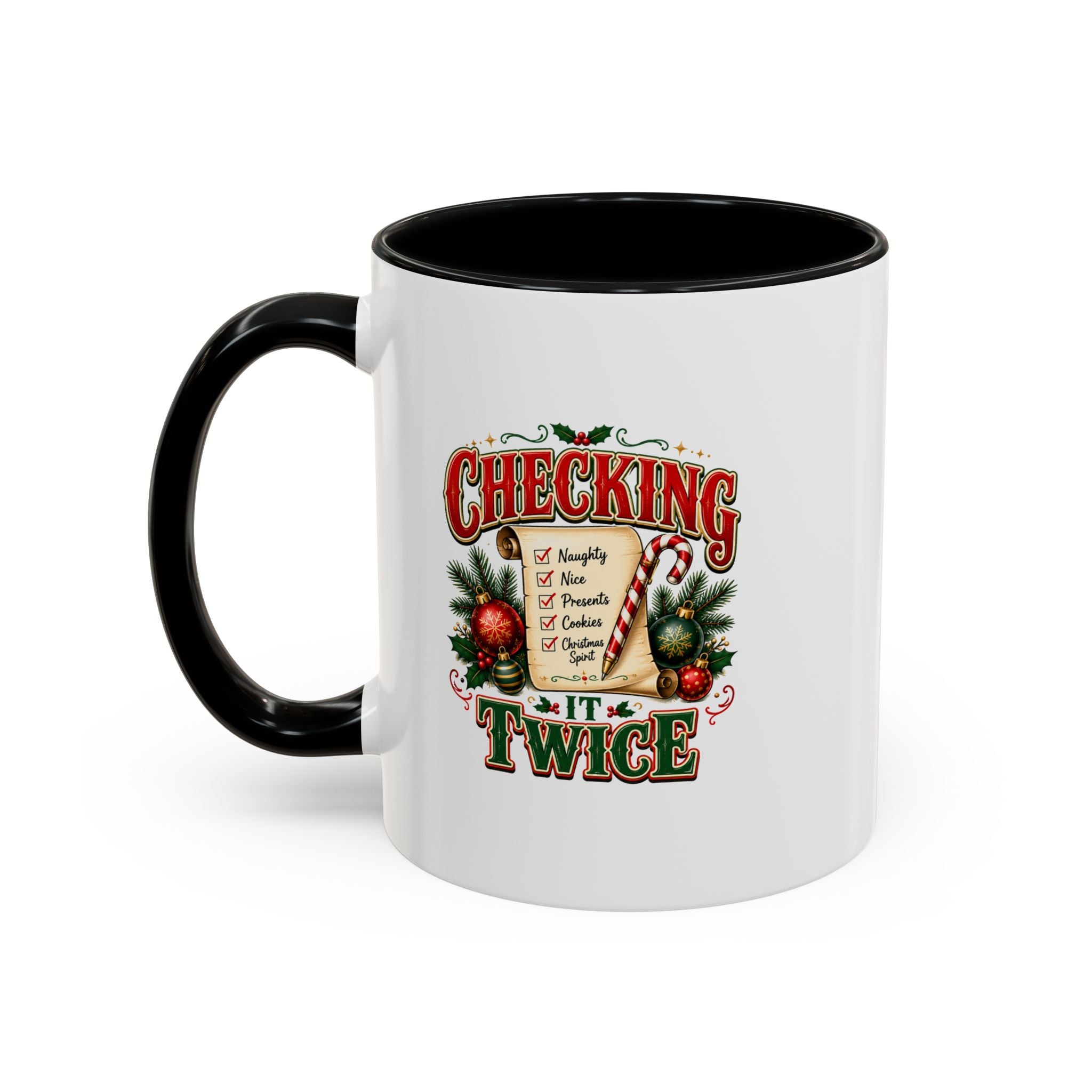 Checking It Twice Christmas Coffee Mug — Holiday Checklist Design