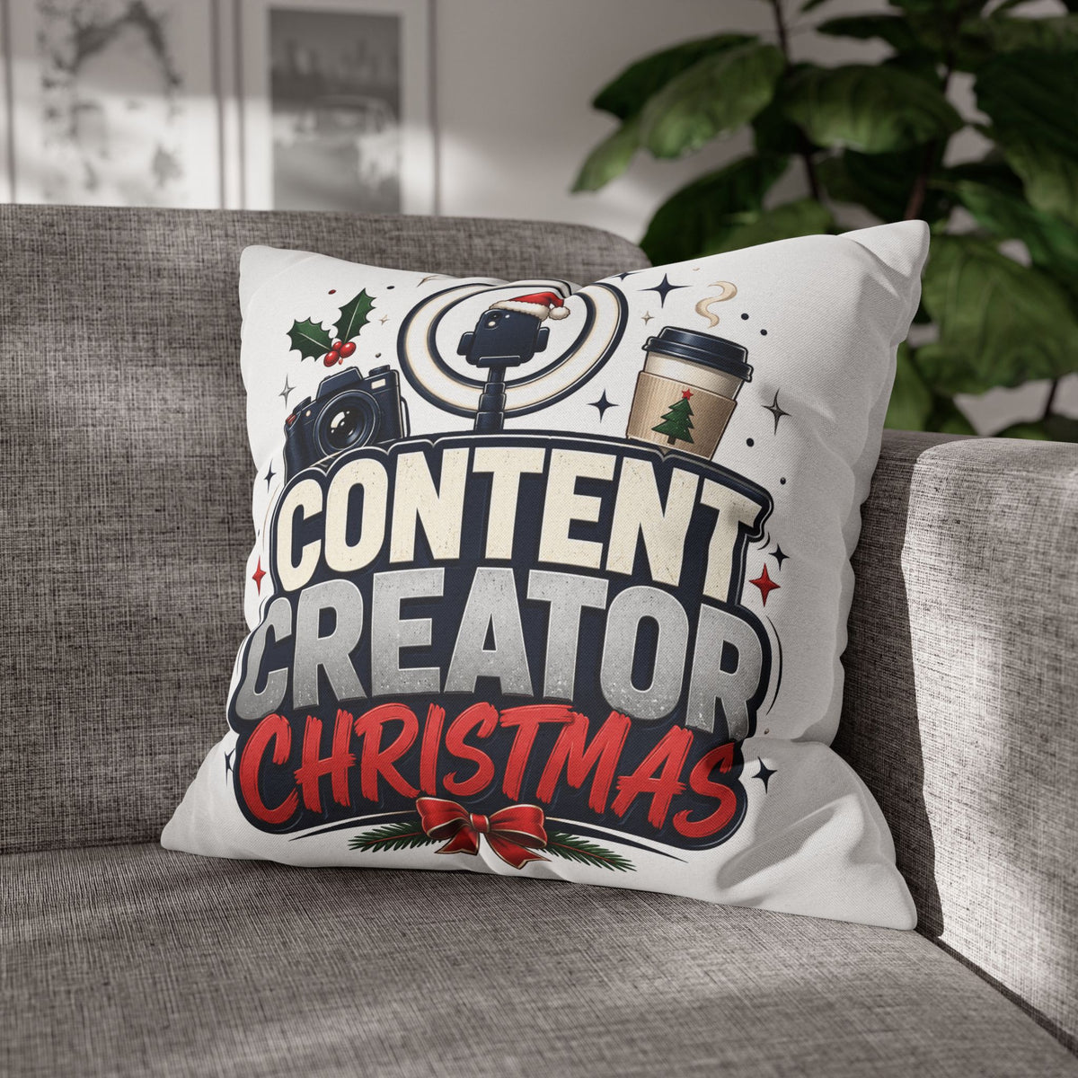 Content Creator Christmas Pillowcase Modern Day Christmas  — Holiday Social Media Creator Gift