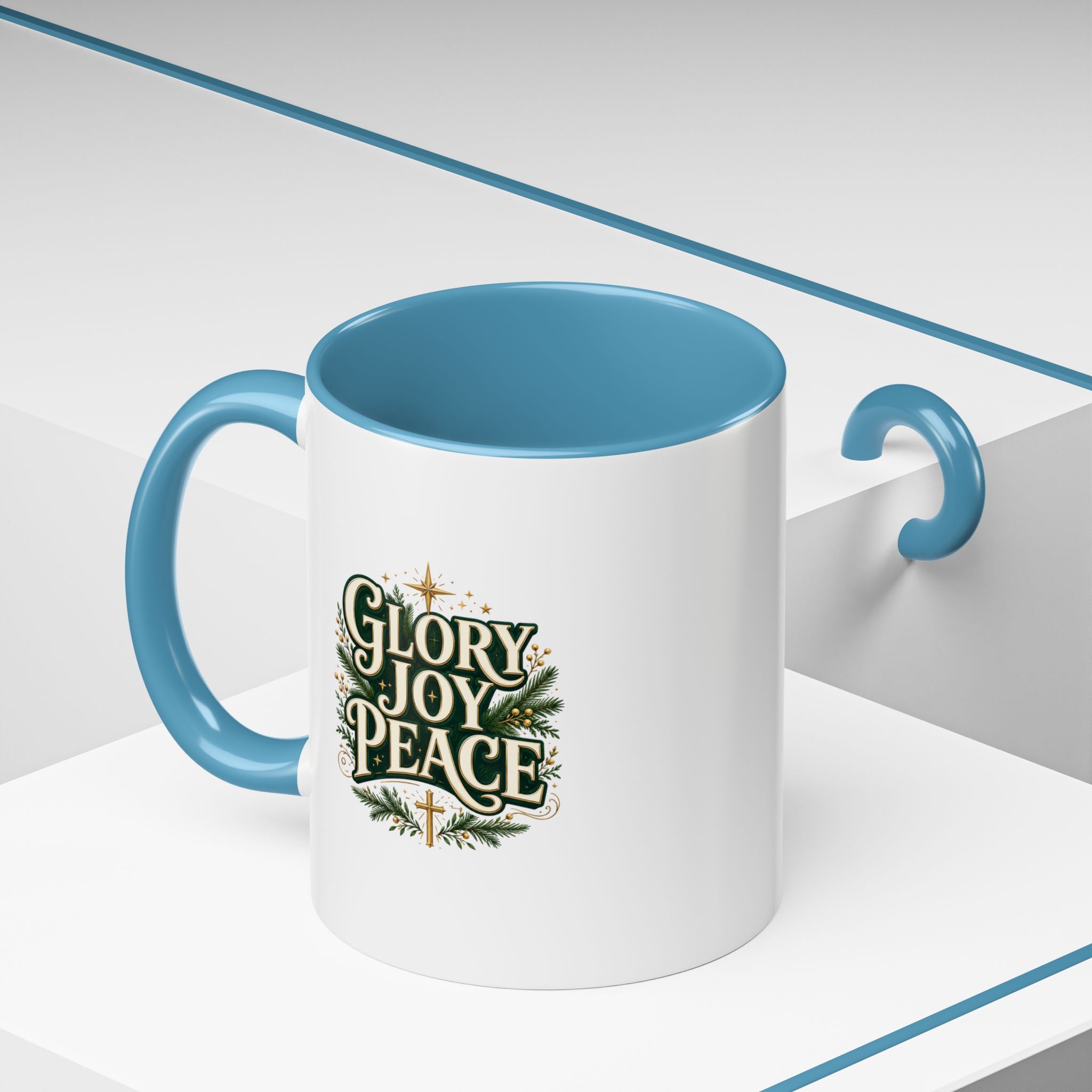 Glory Joy Peace Christmas Coffee Mug - Holiday Scripture Accent Mug