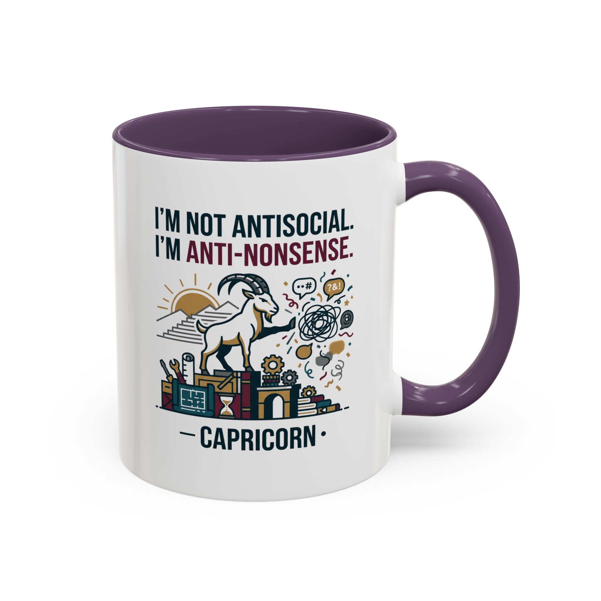 Capricorn Coffee Mug — "I'm Not Antisocial, I'm Anti-Nonsense" Accent Mug