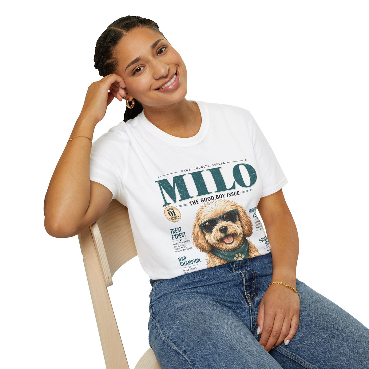 Milo 'The Good Boy Issue' T-Shirt — Cute Dog Magazine Cover Tee