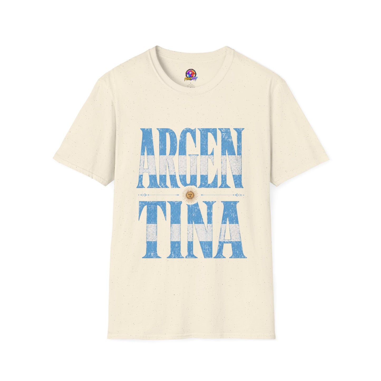 Argentina Flag Graphic T‑Shirt — Vintage Blue Distressed Typography