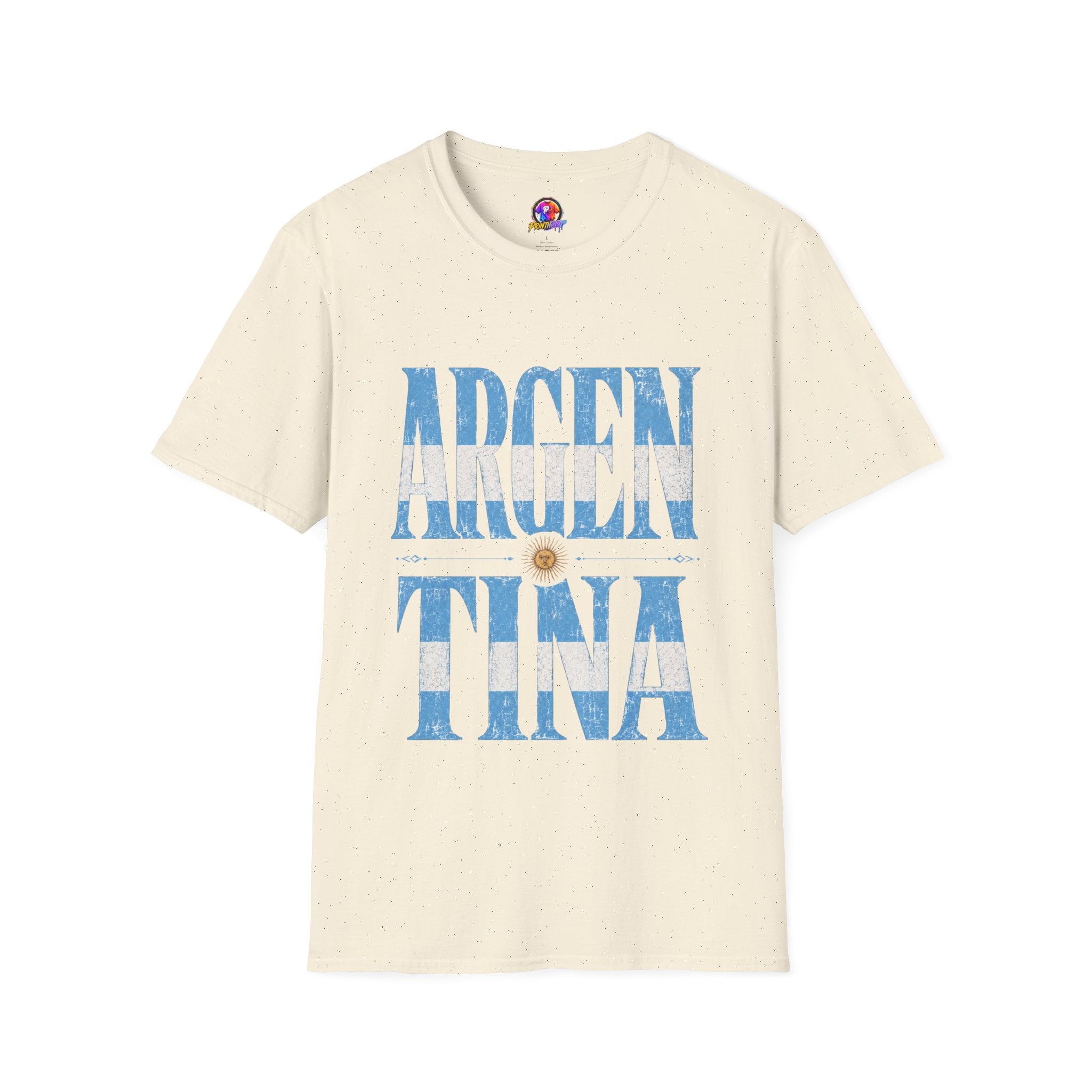 Argentina Flag Graphic T‑Shirt — Vintage Blue Distressed Typography