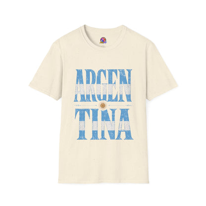 Argentina Flag Graphic T‑Shirt — Vintage Blue Distressed Typography