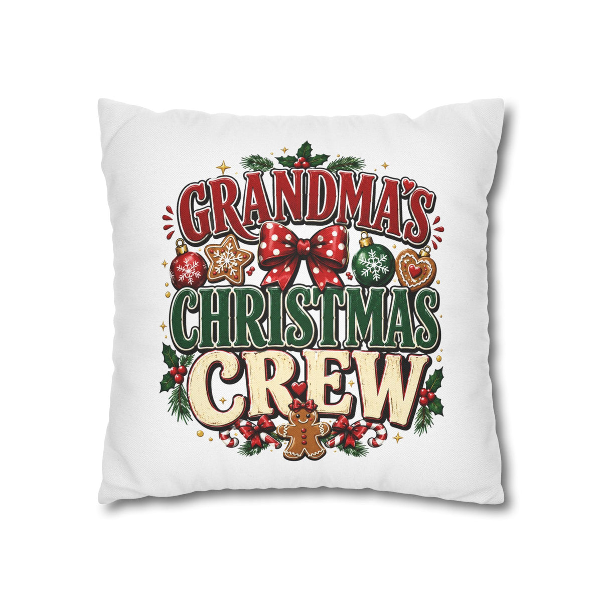 Grandma's Christmas Crew Holiday Pillowcase — Festive Family Decor