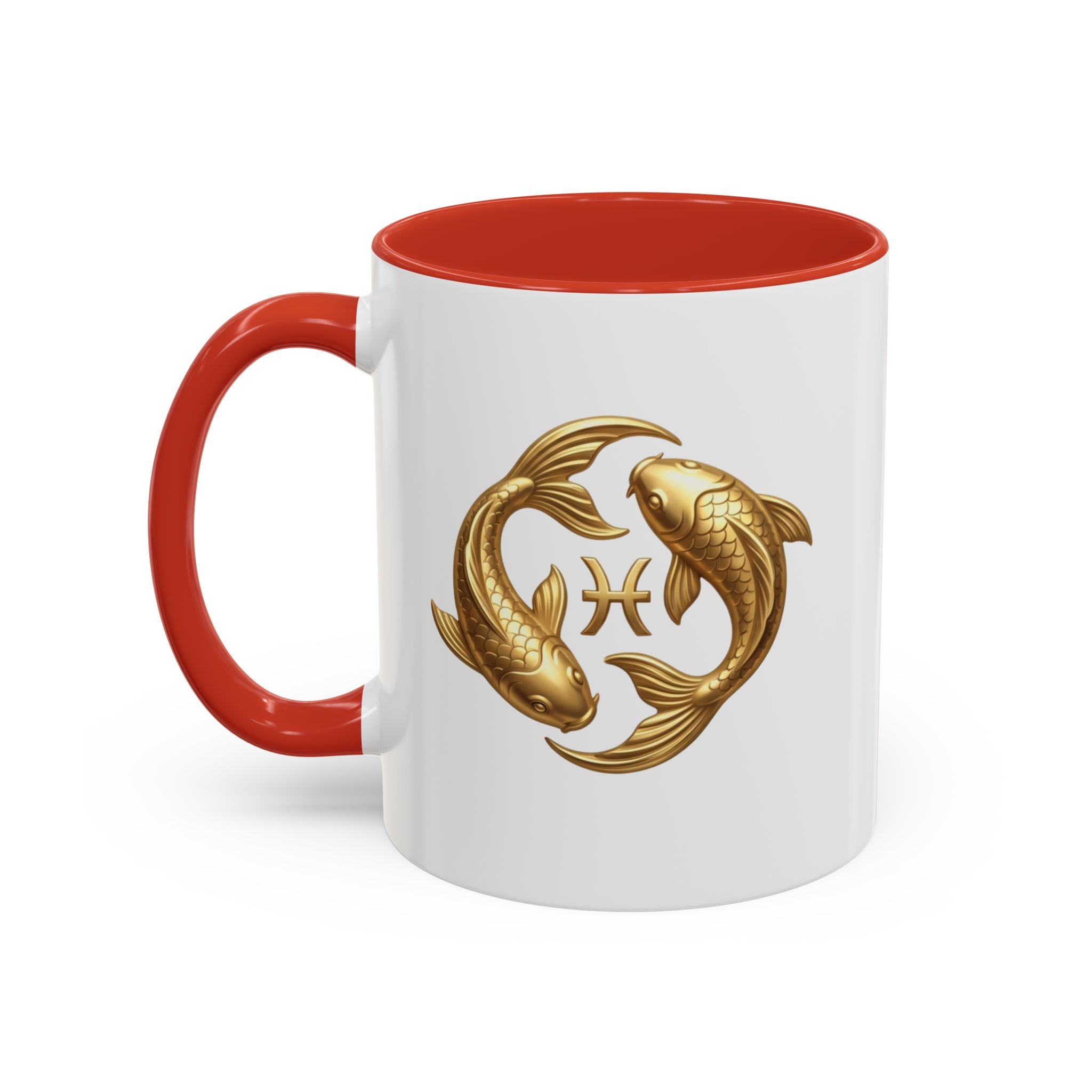 Pisces Zodiac Coffee Mug – Gold Koi Fish Horoscope Accent Mug