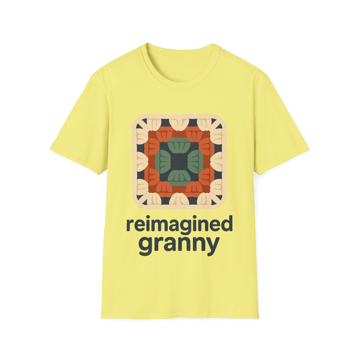 "Reimagined Granny" Retro Crochet Tee | Colorful Granny Square T-Shirt - Trending Now - September 2026