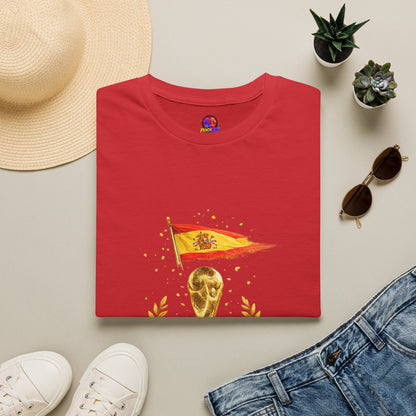 Spain World Cup Champions T-Shirt — Spanish Flag & Trophy Soccer Tee