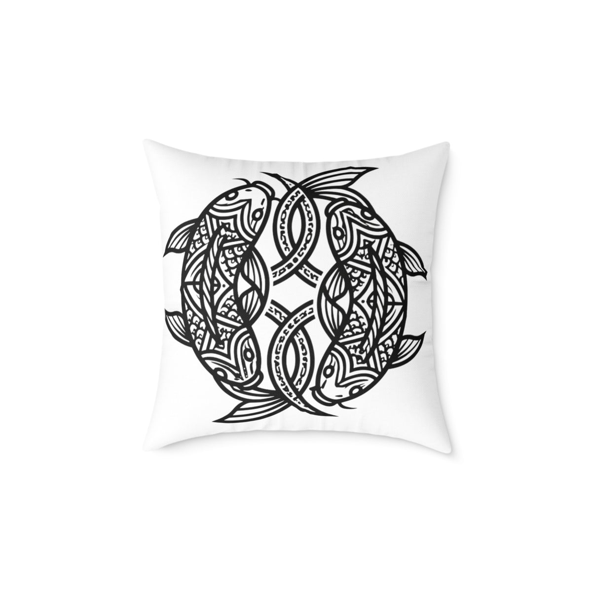 Pisces Zodiac Black Pisces Square Poly Canvas Pillow