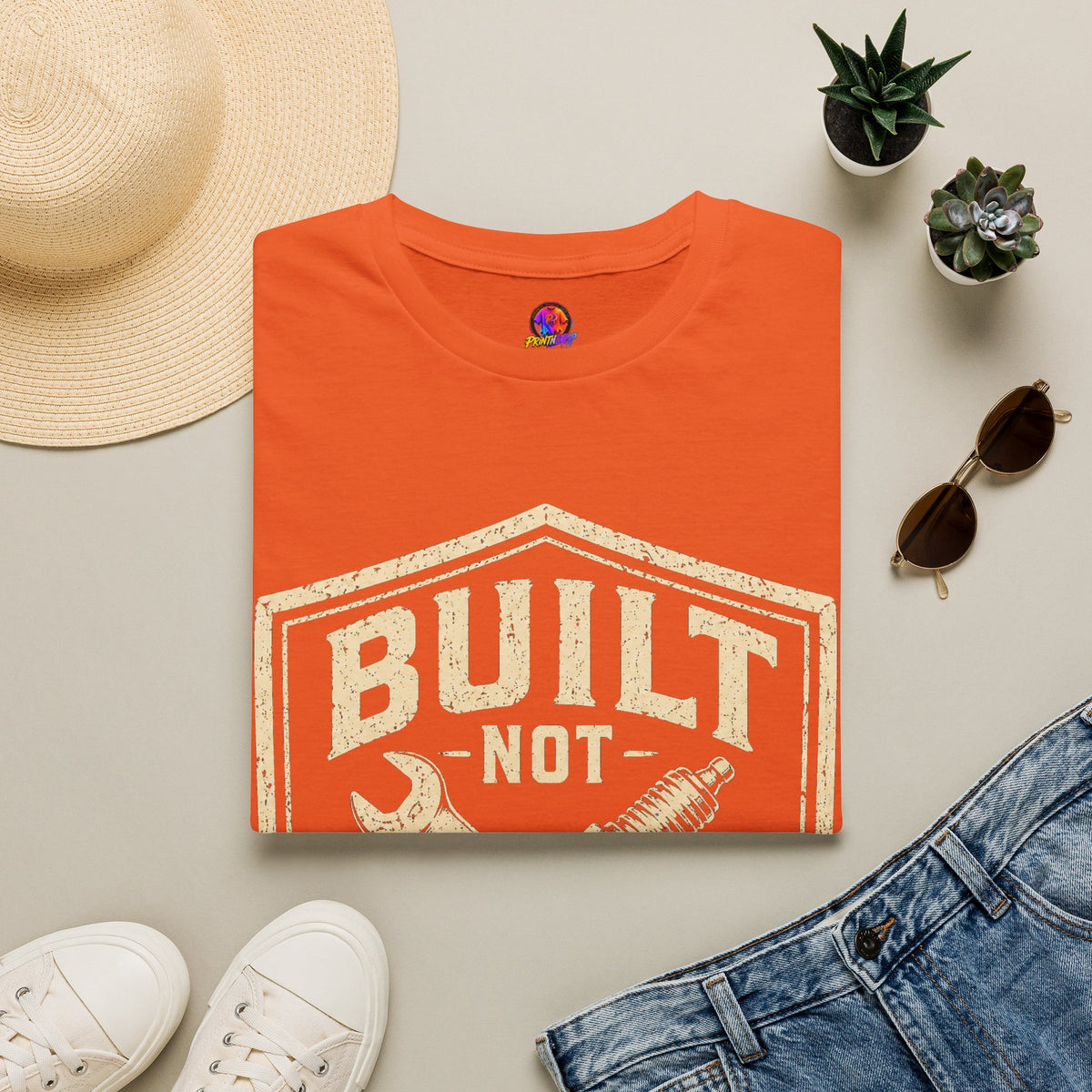 Built Not Bought T-Shirt — Vintage Mechanic Auto Repair Tee