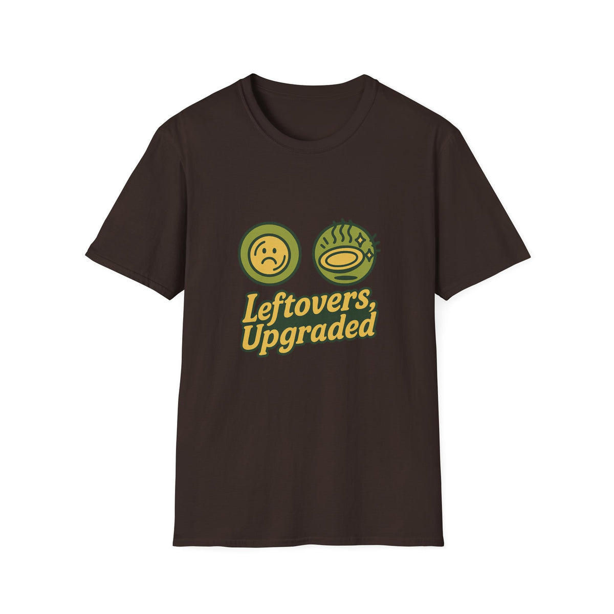 Leftovers Upgraded T-Shirt — Funny Foodie Tee with Soup & Smiley Icons - Trending Now - September 2026