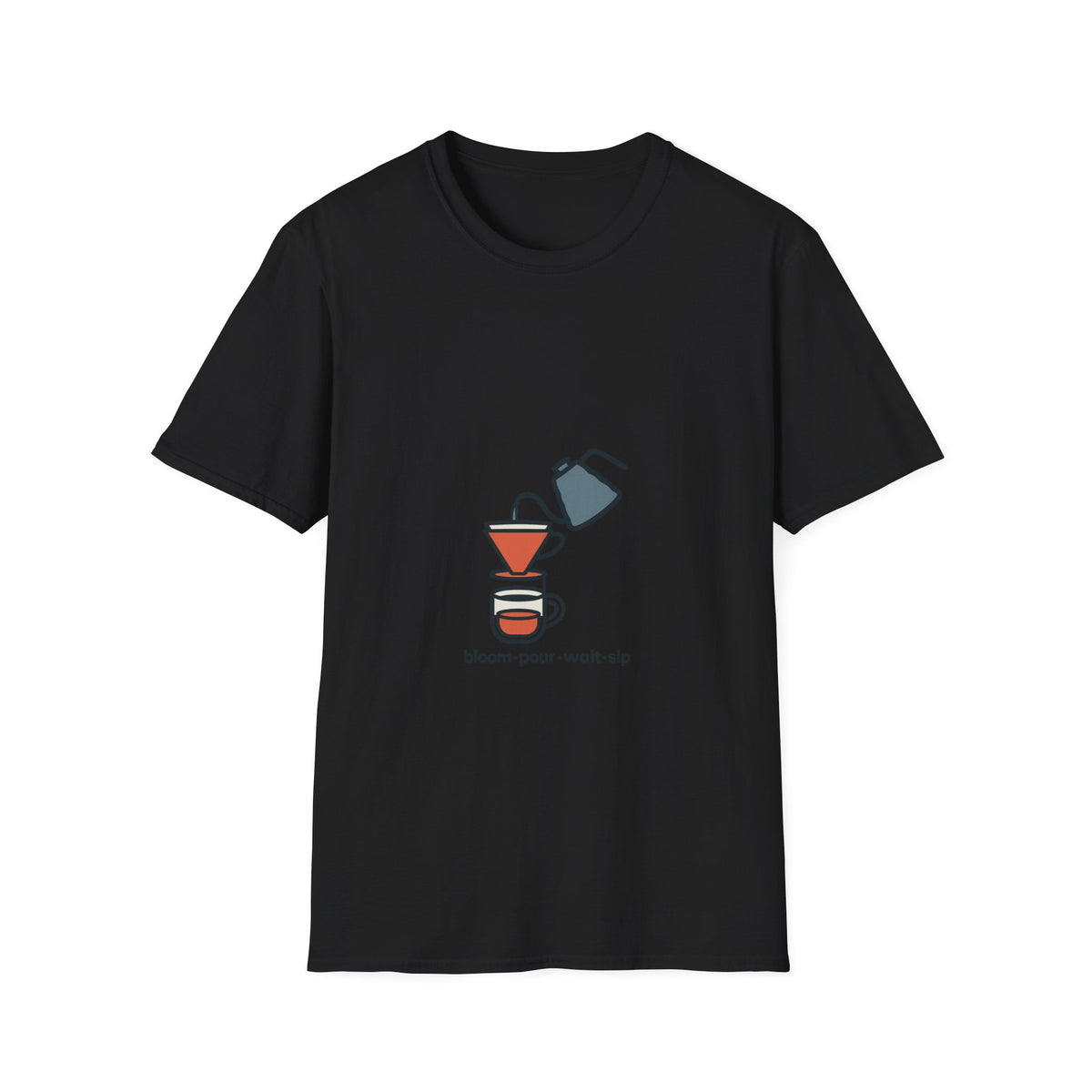 "Bloom Pour Wait Sip" Pour Over Coffee Graphic Tee - Aesthetic Minimalist Barista White T-Shirt - Trending Now - September 2026