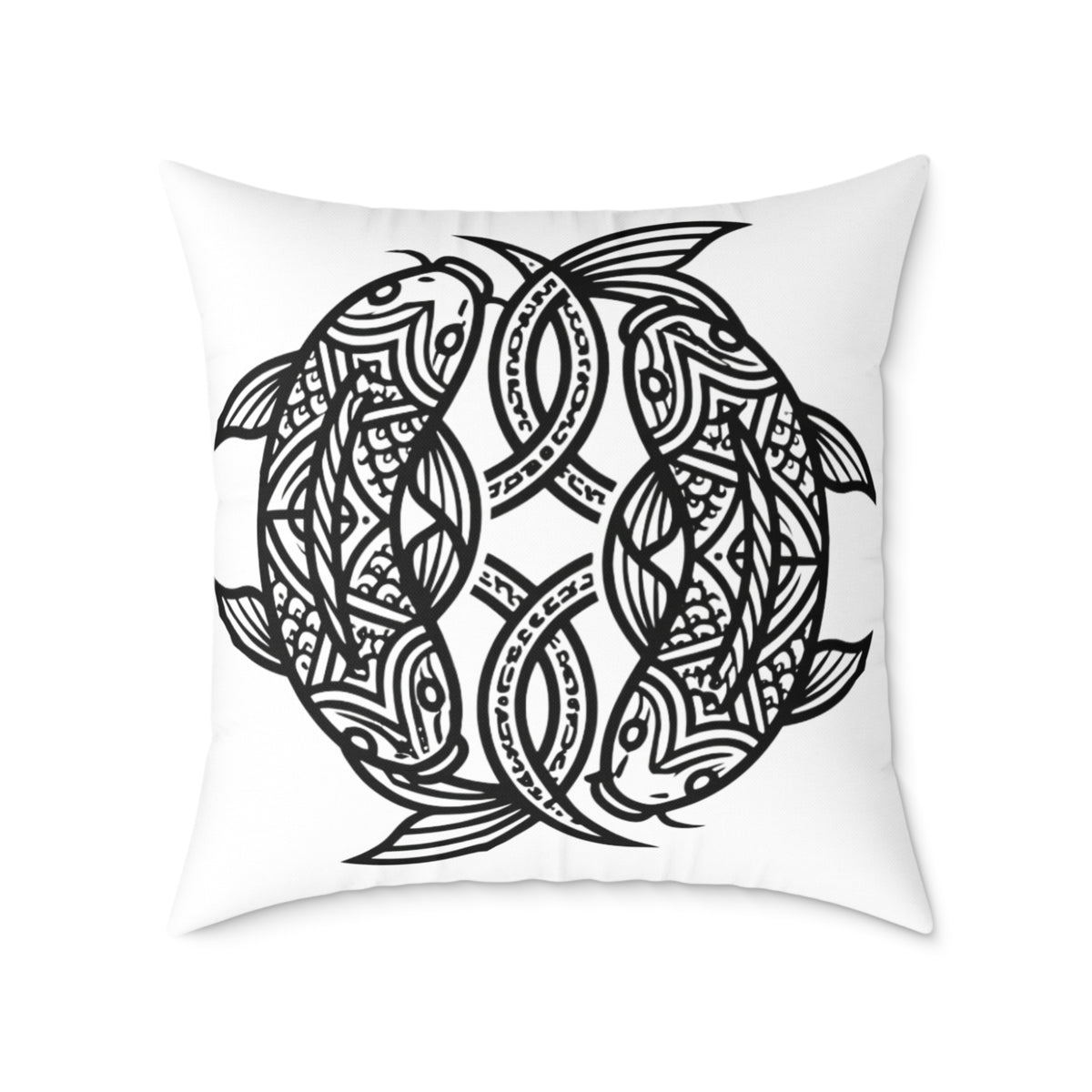 Pisces Zodiac Black Pisces Square Poly Canvas Pillow