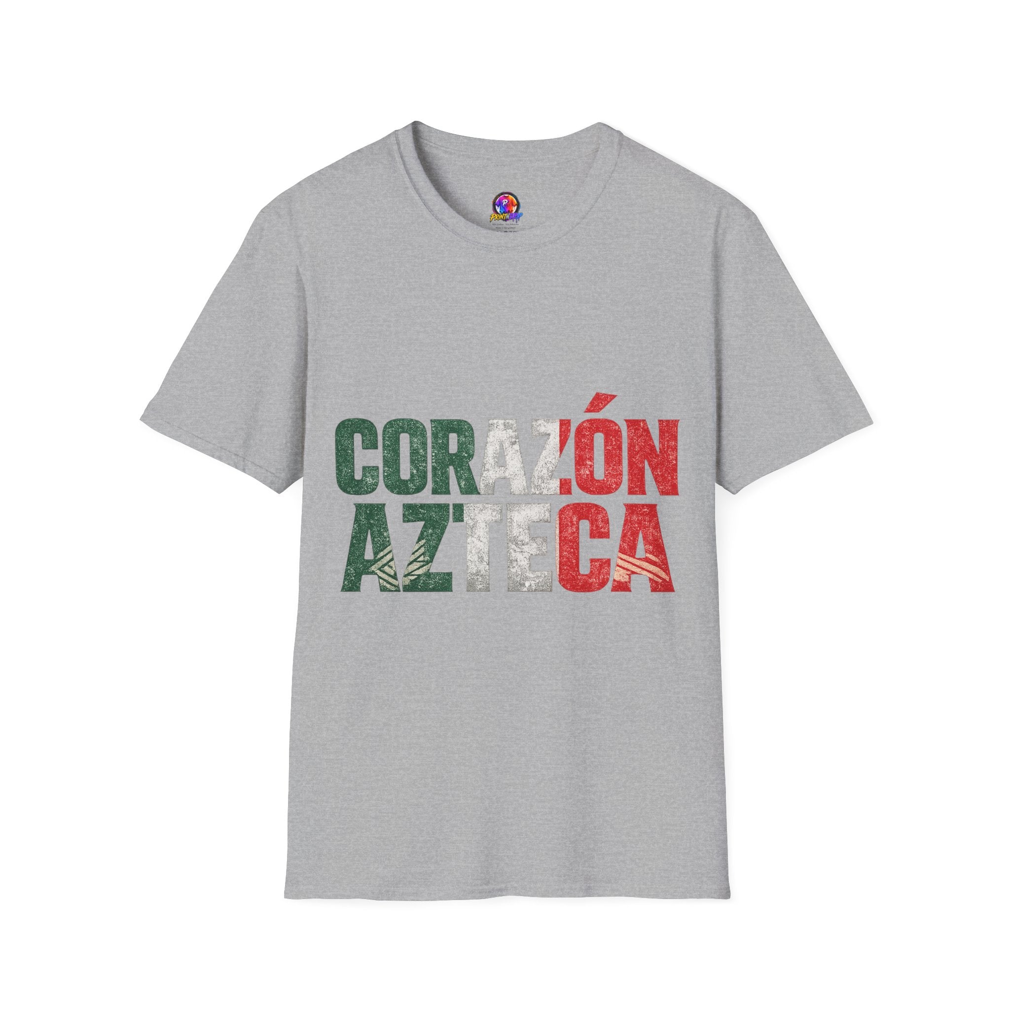 Mexico Corazón Azteca T-Shirt — Mexican Pride Flag Text Tee