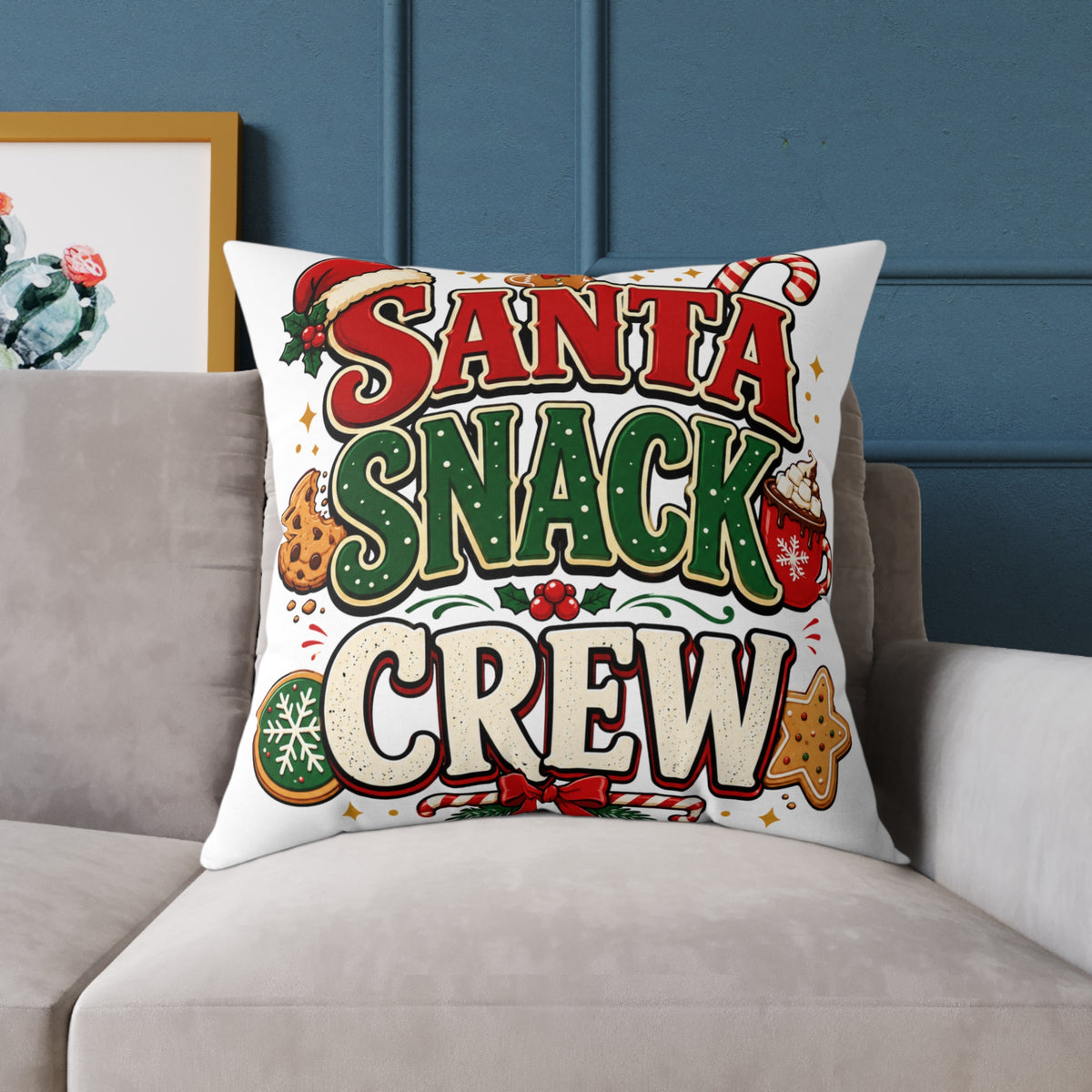 Christmas Santa Snack Crew Pillow — Christmas Holiday Decorative Throw Pillow