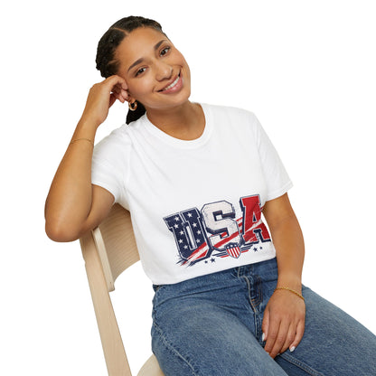 USA Flag Graphic T-Shirt — Patriotic Red White & Blue Tee