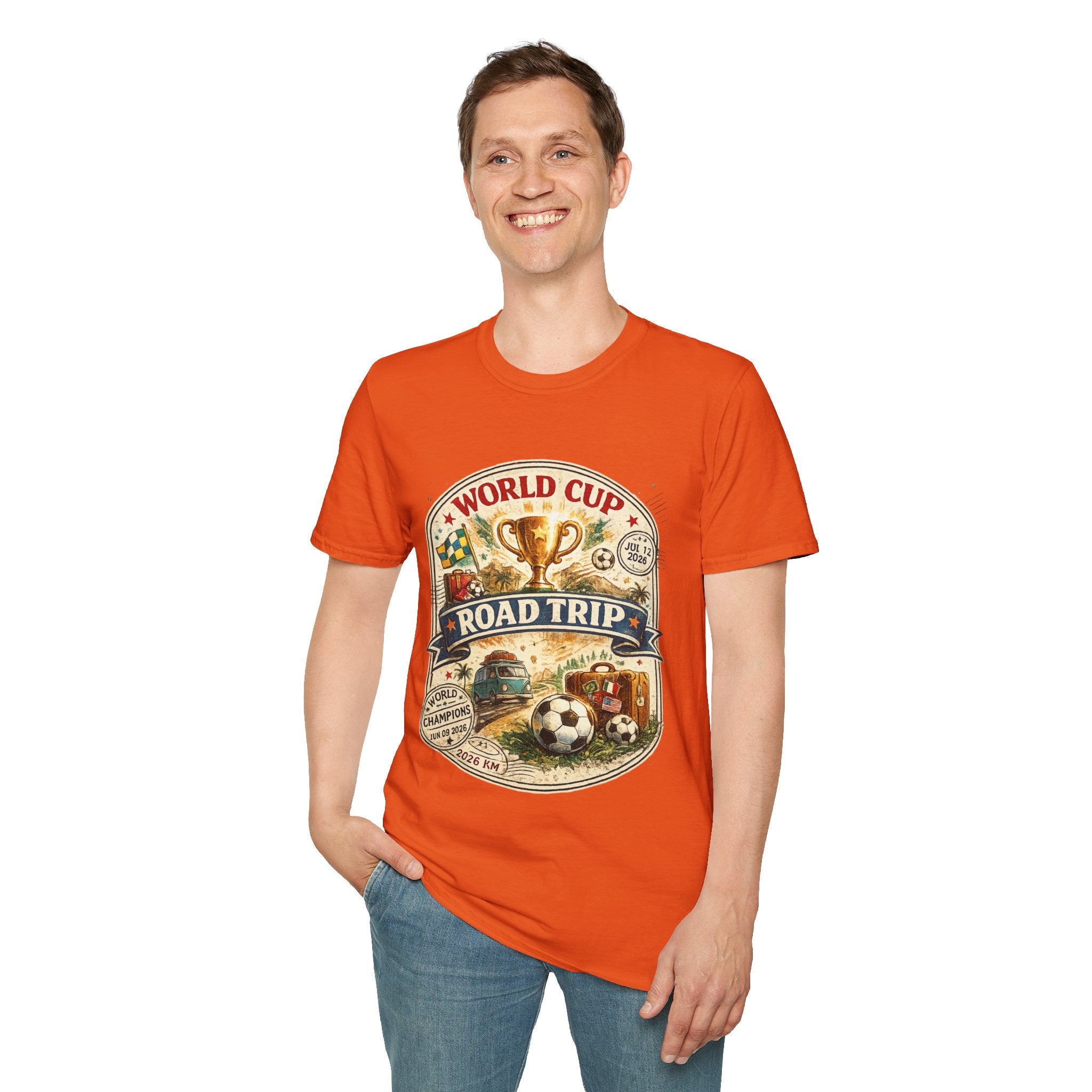 World Cup Road Trip T-Shirt — Vintage Soccer Trophy Design