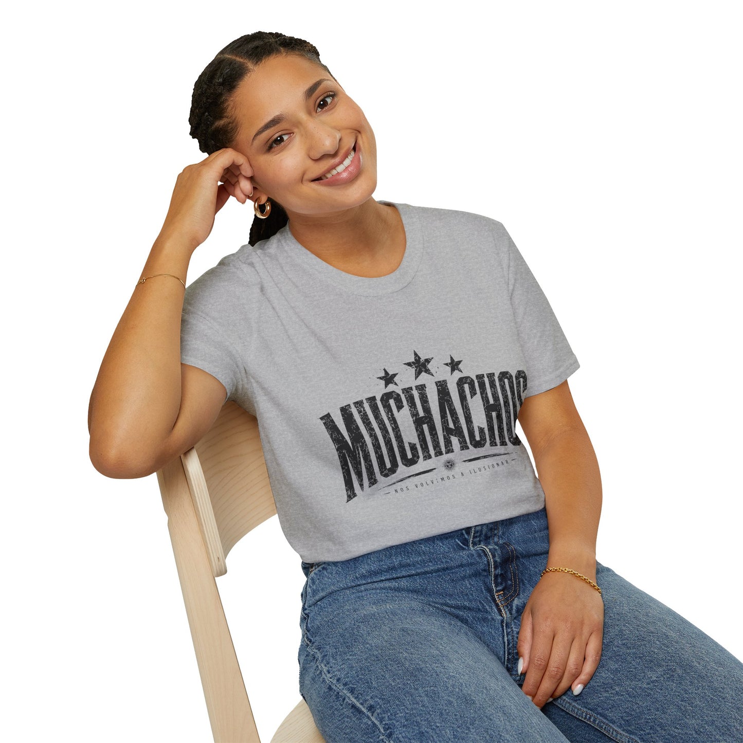 Muchachos Graphic T‑Shirt — Vintage Distressed Crew Tee - Argentina Song, slogan, favorite chant