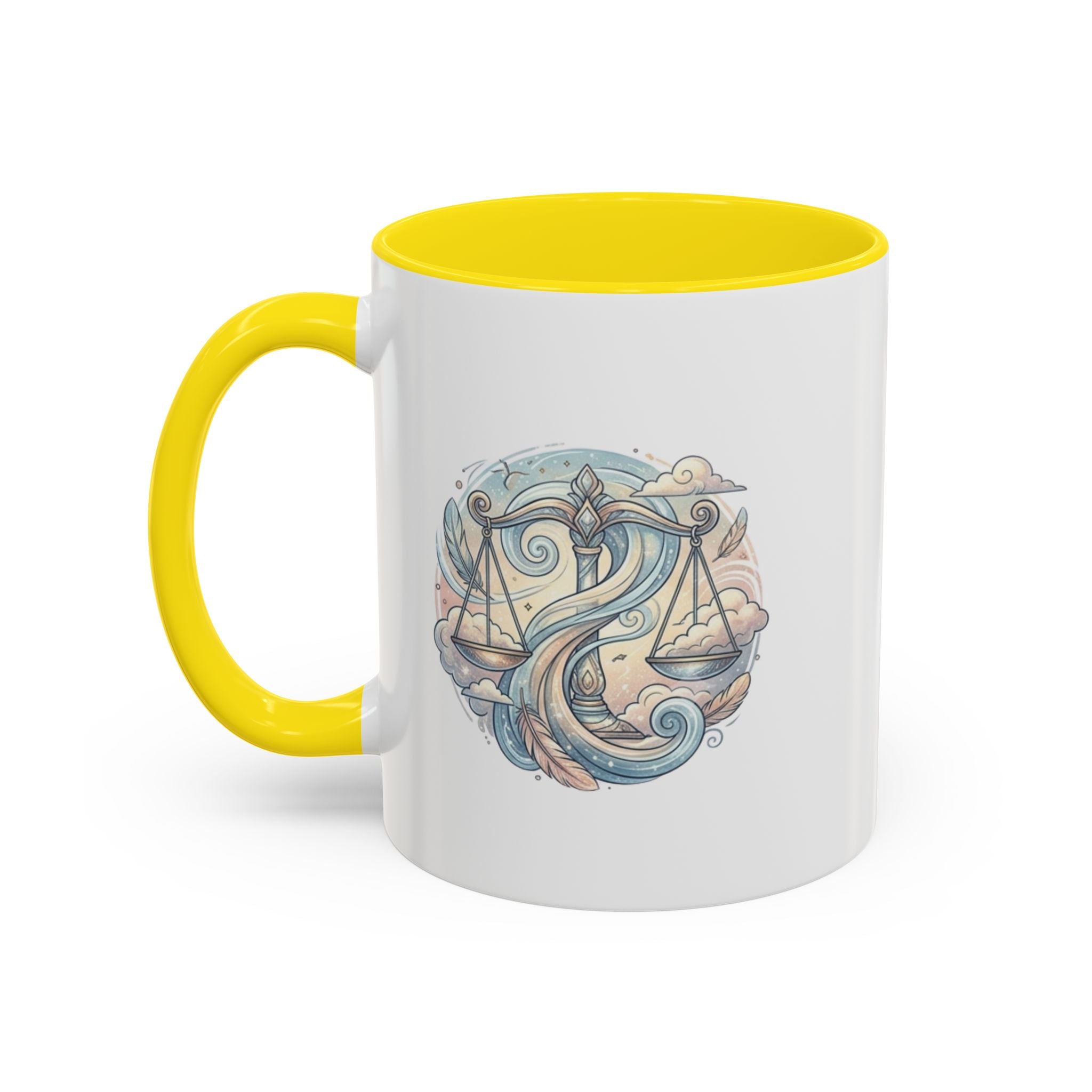 Libra Zodiac Coffee Mug — Balance Scales Astrological Accent Mug