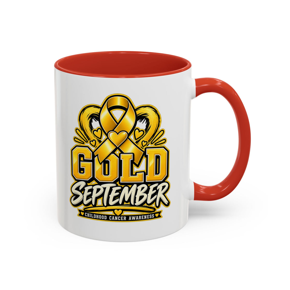 Gold September Coffee Mug — Childhood Cancer Awareness Accent Mug (11/15oz)