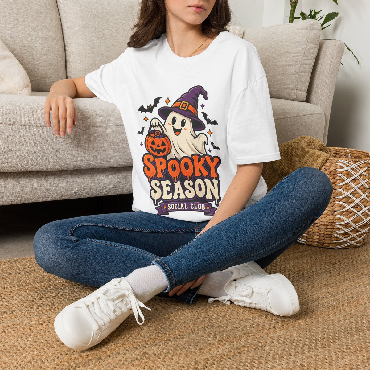 Spooky Season T-Shirt — Cute Ghost Halloween Tee ("Spooky Season Social Club")
