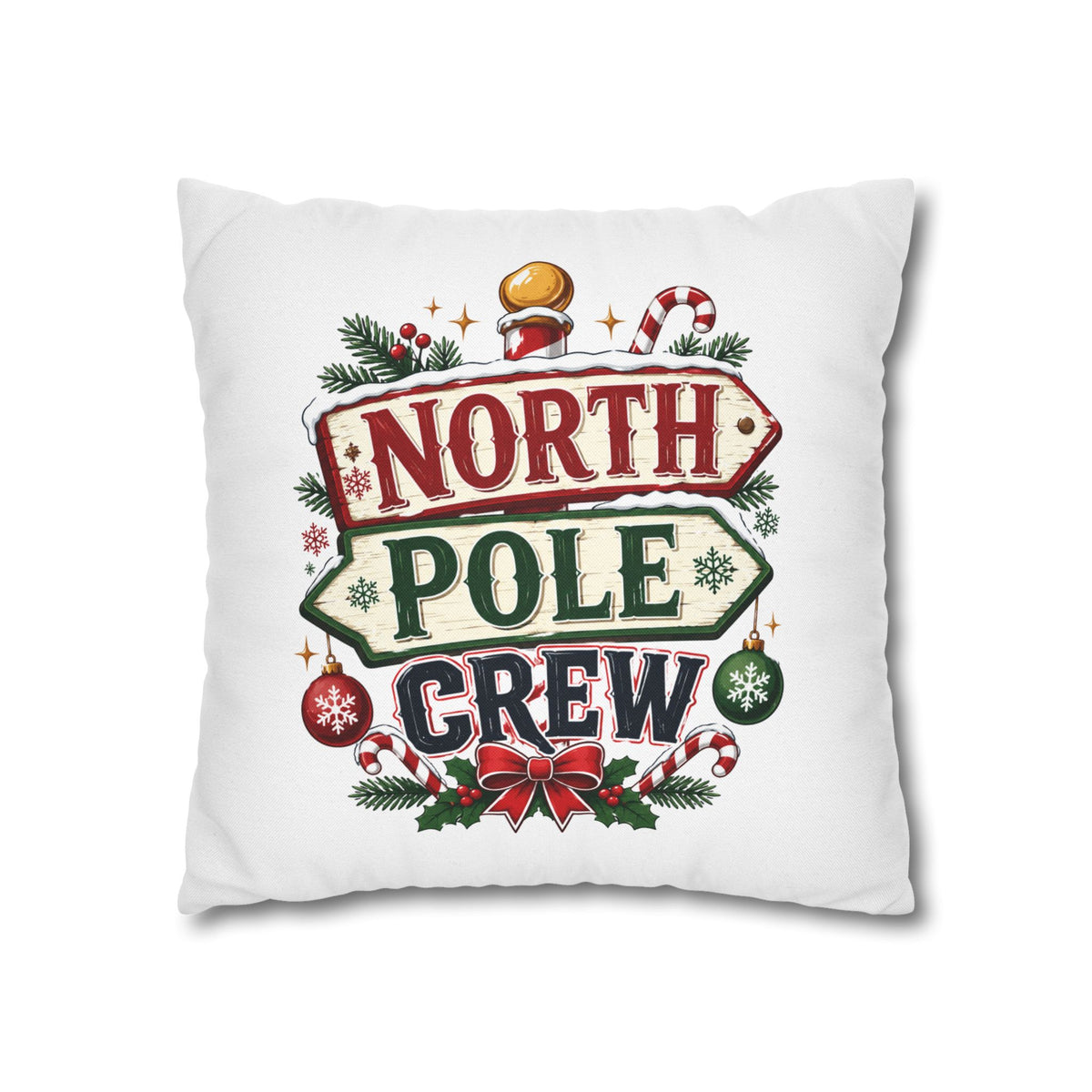 Christmas North Pole Crew Holiday Pillowcase — Christmas Decorative Throw Pillow