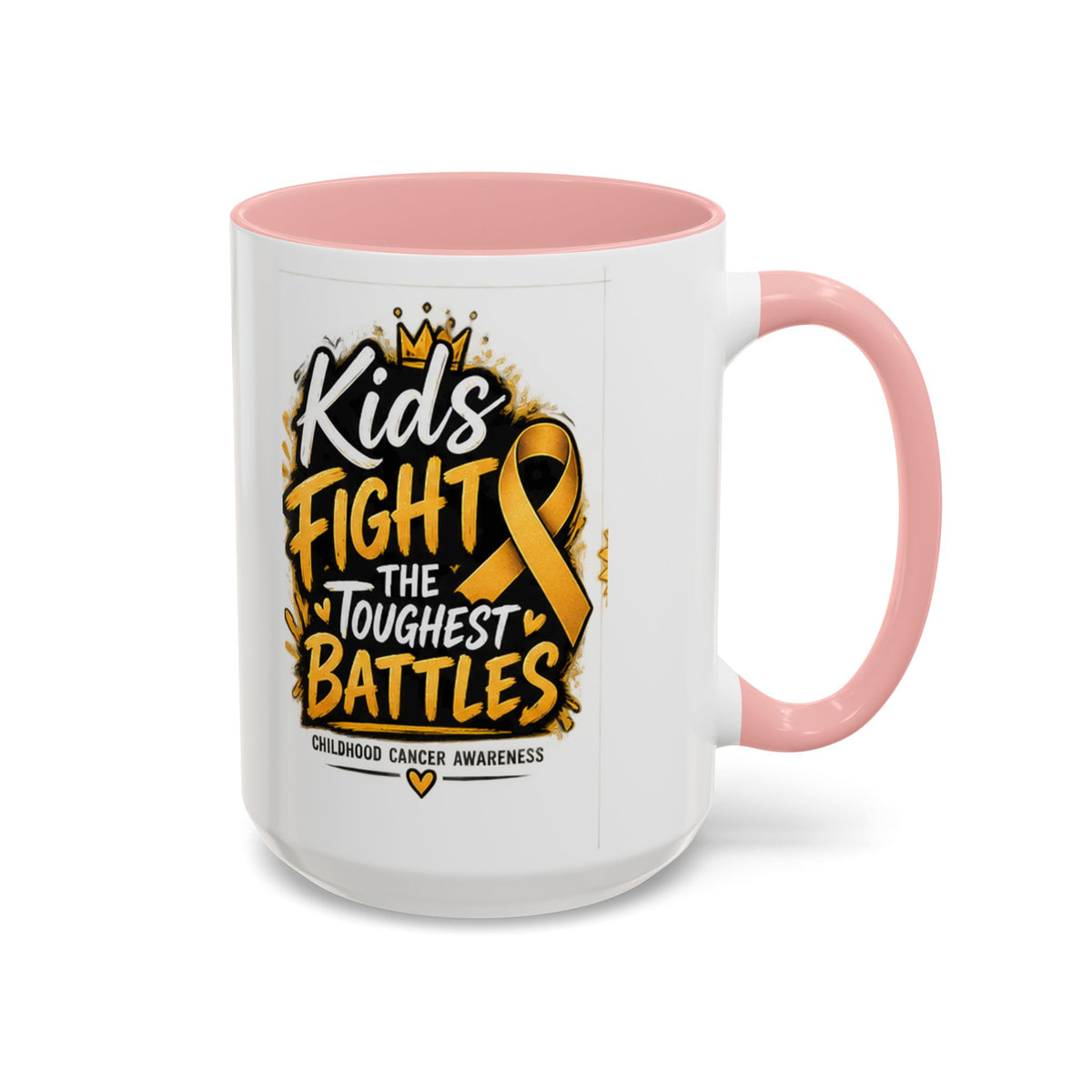 Kids Fight The Toughest Battles Accent Coffee Mug — Childhood Cancer Awareness 11/15oz