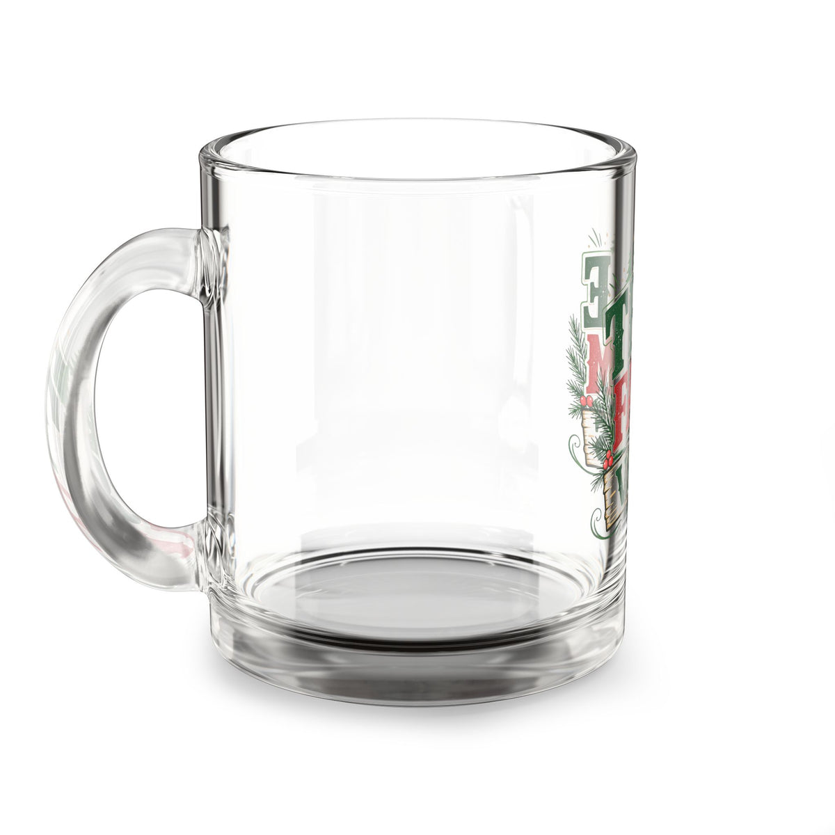 Christmas Glass Mug 10 oz Tree Farm Vibes Glass Mug — 10oz Holiday Coffee & Tea Cup