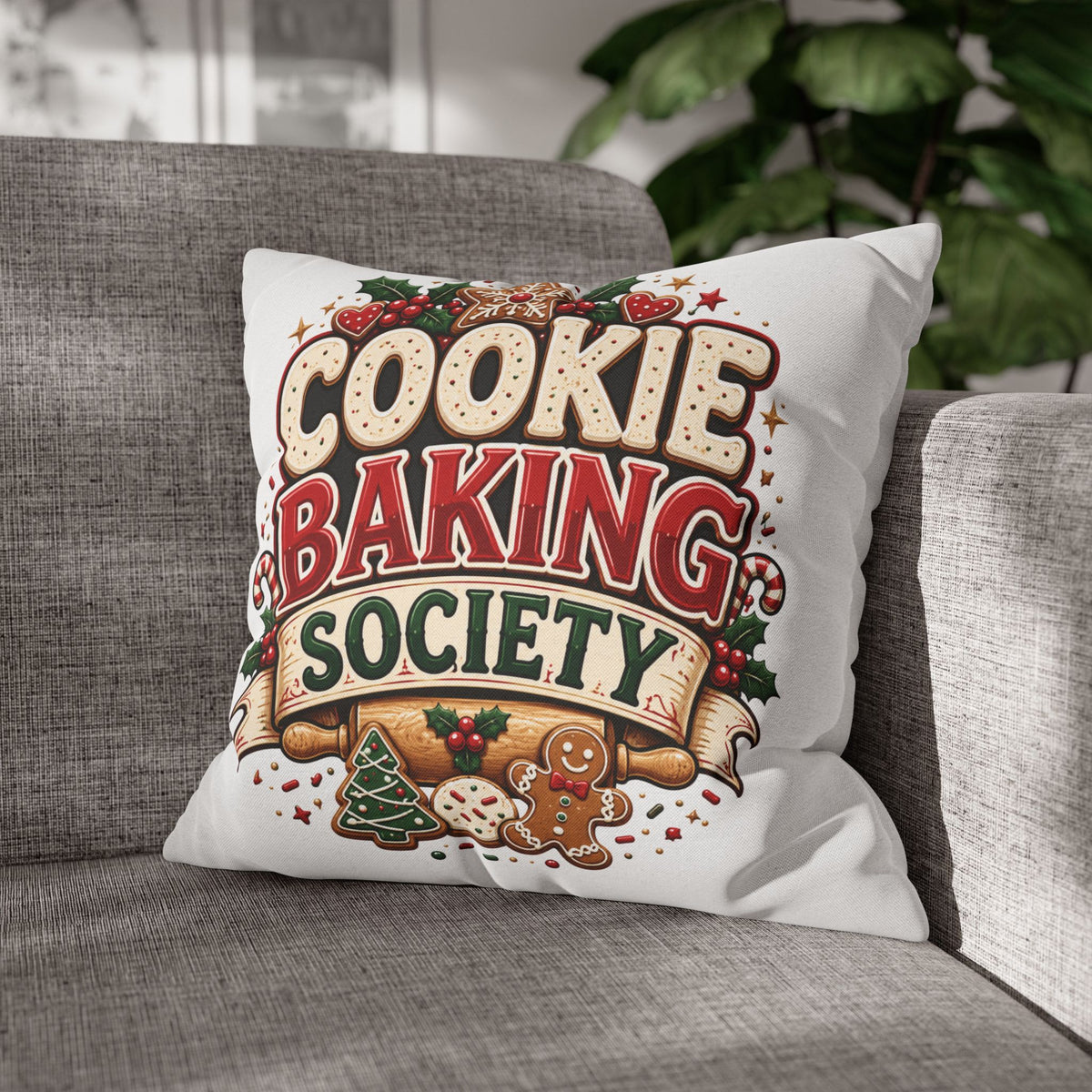 Christmas Cookie Baking Squad Pillowcase — Holiday Decorative Throw Pillow Cover