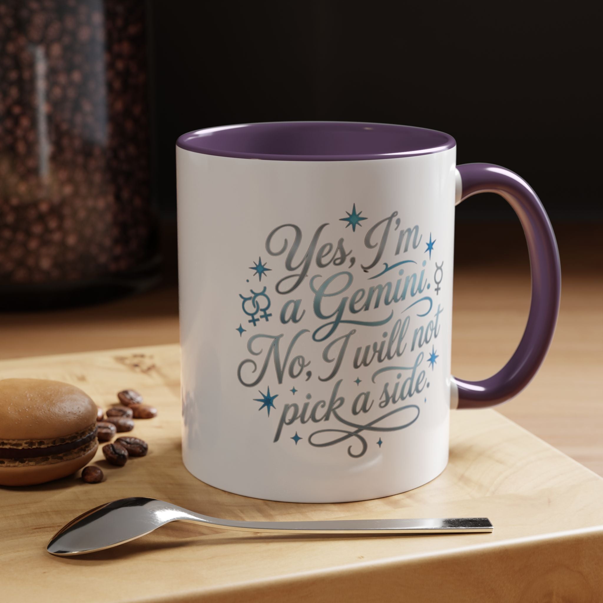 Gemini Zodiac Accent Coffee Mug – “Yes, I’m a Gemini. No, I will not pick a side.” – Astrological Gift