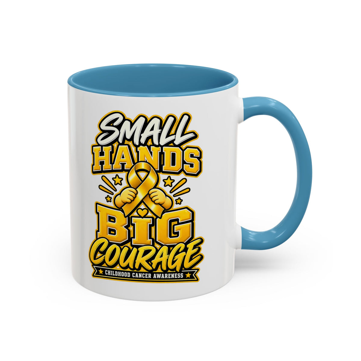 Coffee Mug - "Small Hands Big Courage" Childhood Cancer Awareness Accent Mug