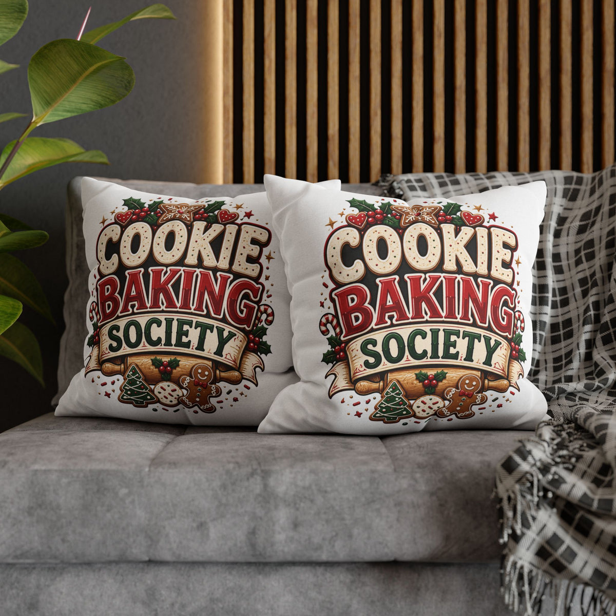 Christmas Cookie Baking Squad Pillowcase — Holiday Decorative Throw Pillow Cover