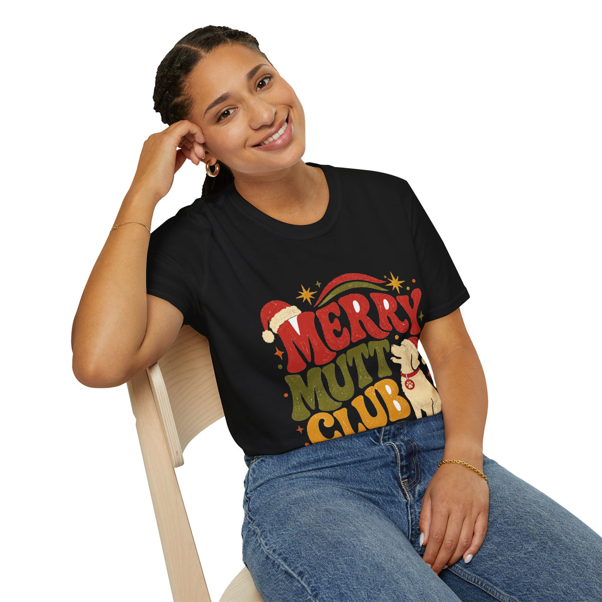 Merry Mutt Club T-Shirt — Retro Christmas Dog Lover Tee