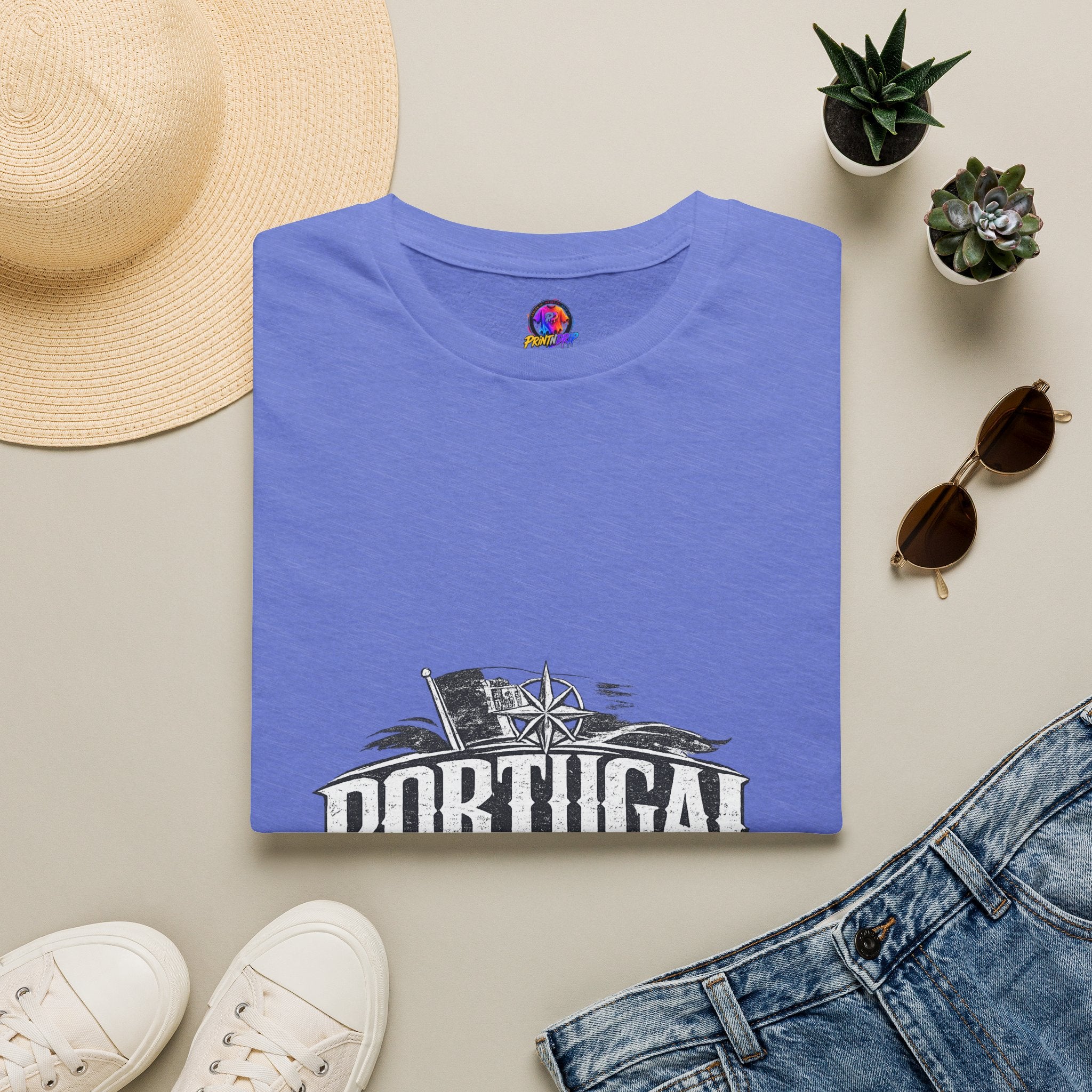 Portugal Vintage Compass T-Shirt — Nautical Travel Souvenir