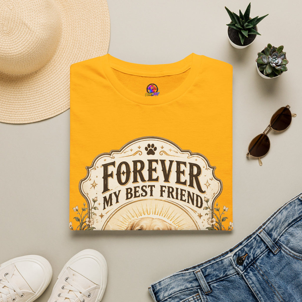 Dog Memorial T-Shirt — "Forever My Best Friend" Personalized Pet Tribute Tee