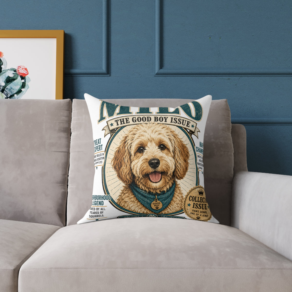 Milo "The Good Boy Issue" Decorative Pillow  Milo Bailey Dog Dad Mom