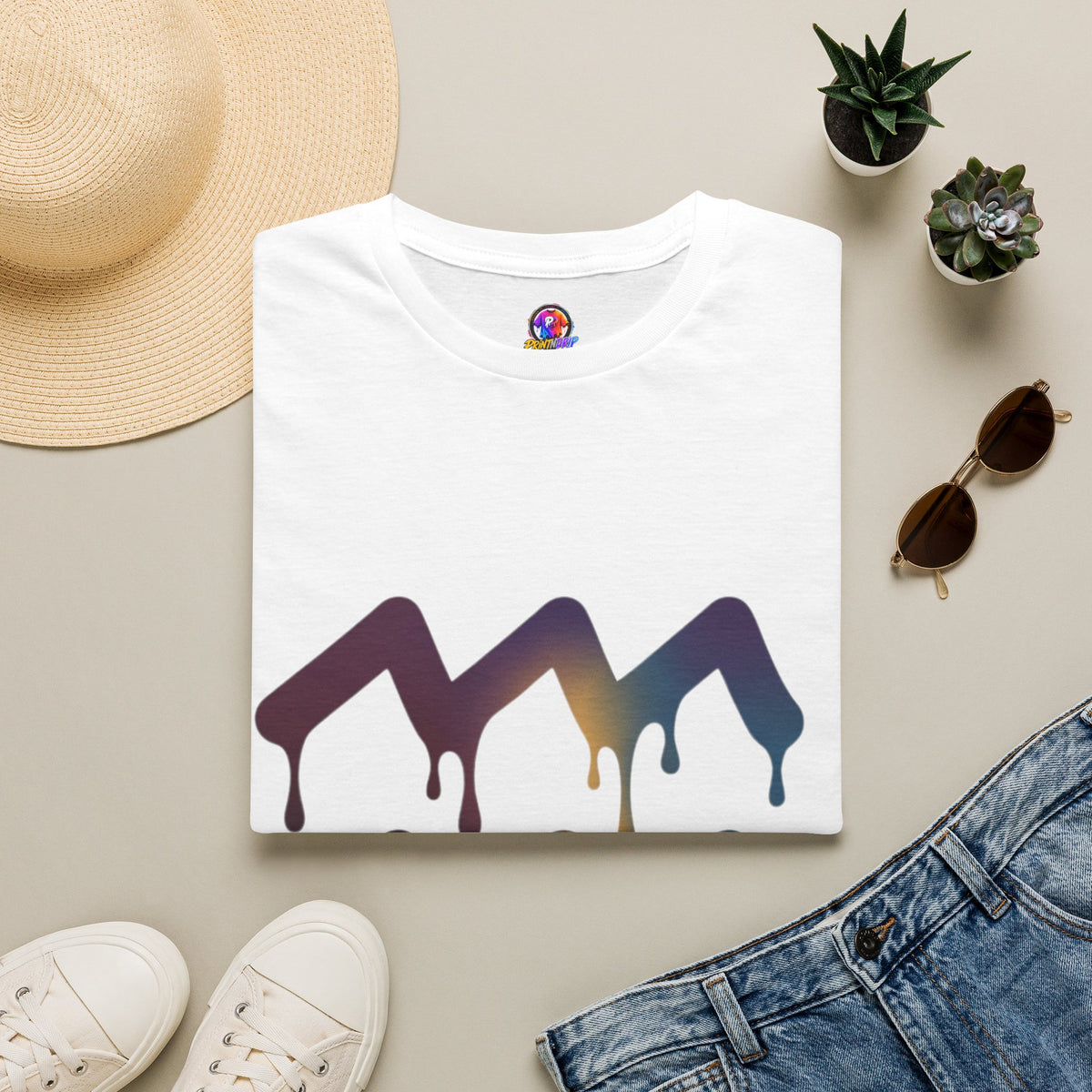 Aquarius Zodiac Dripping Chevron Graphic T-Shirt