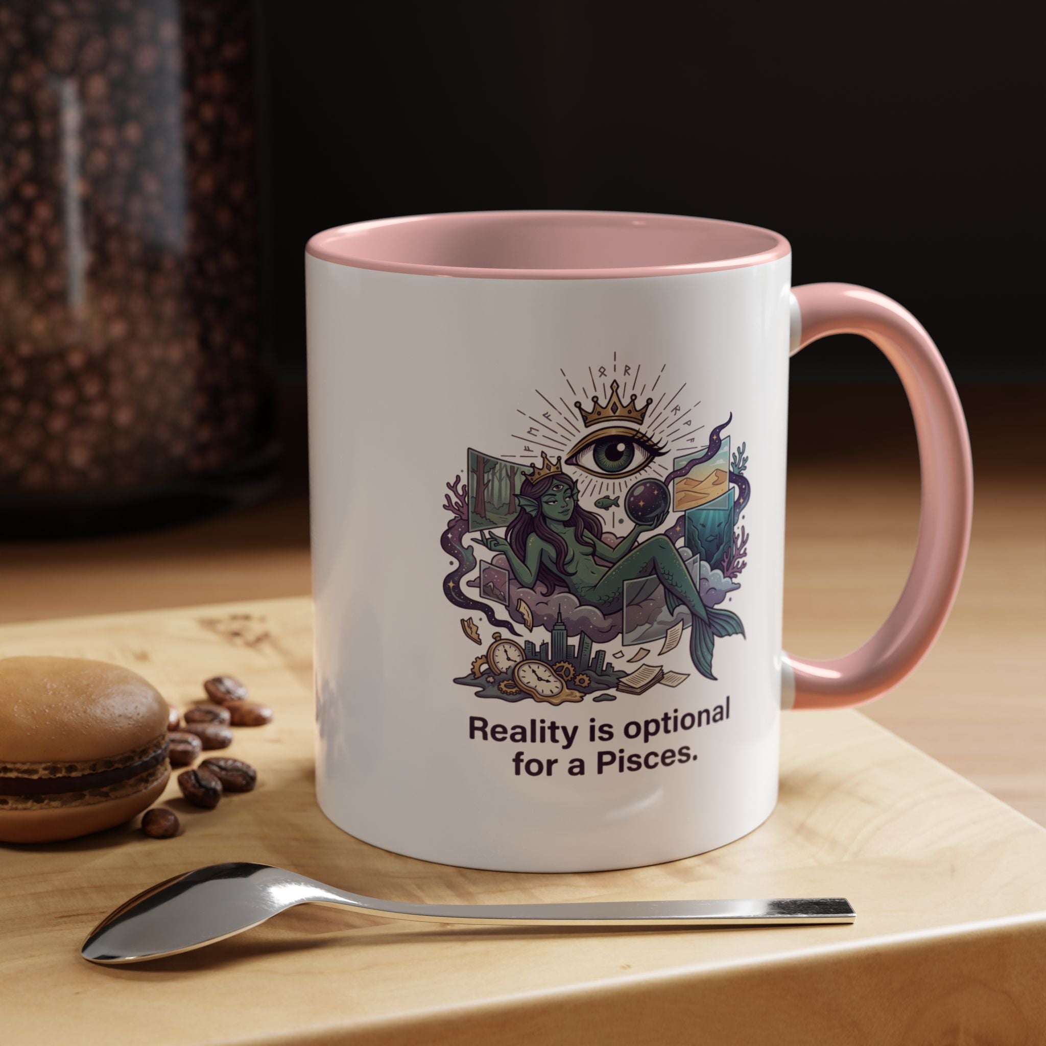 Pisces Zodiac Coffee Mug — "Reality is Optional for a Pisces" Accent Mug