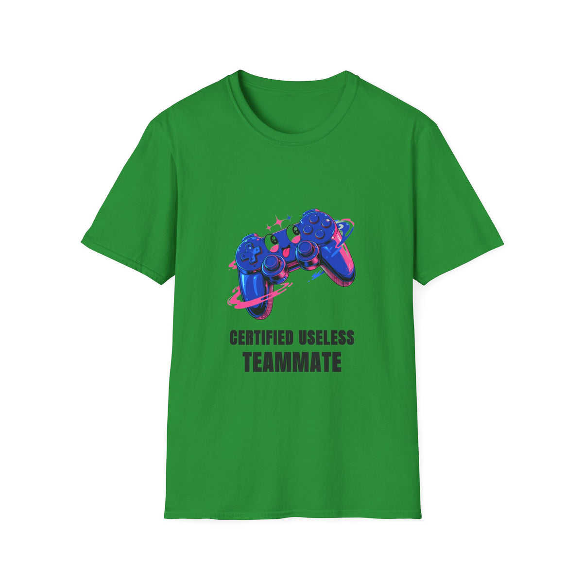 Certified Useless Teammate Gamer T-Shirt — Retro Neon Gamepad Tee - Trending Now - August 2026