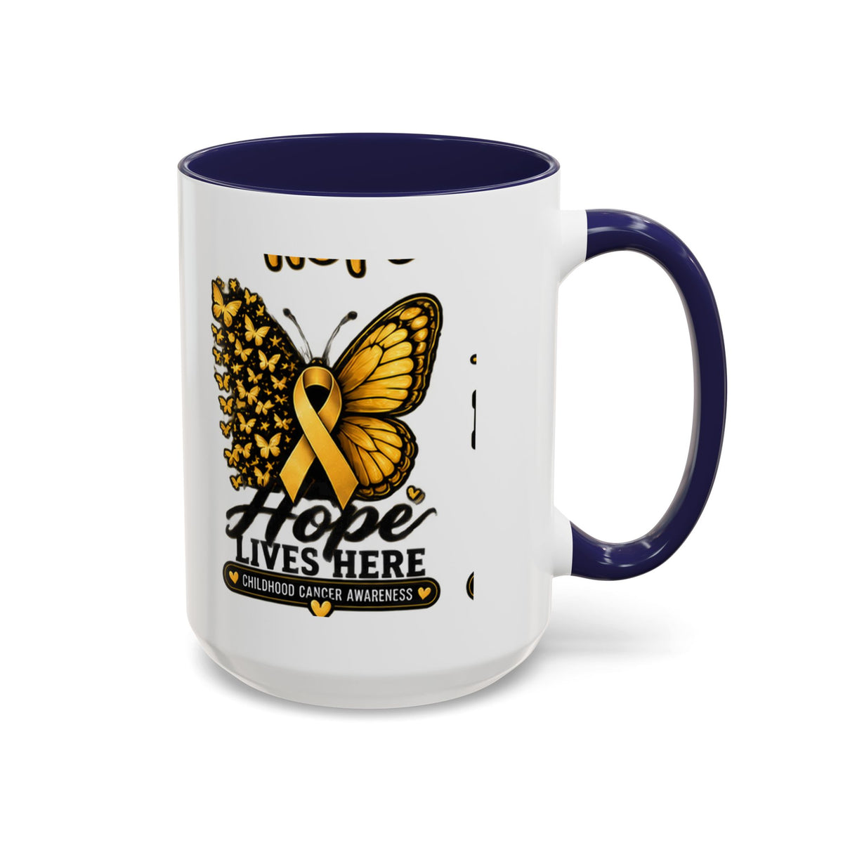 Children’s Cancer Awareness Accent Coffee Mug — "Hope Lives Here" (11/15oz)