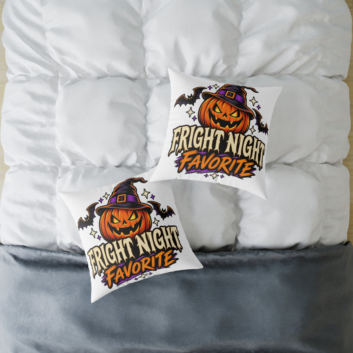 Halloween Pumpkin 'Fright Night Favorite' Square Pillow