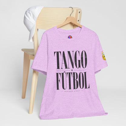 Argentina - Tango y Fútbol Graphic Tee - Bold Serif Soccer & Dance Shirt